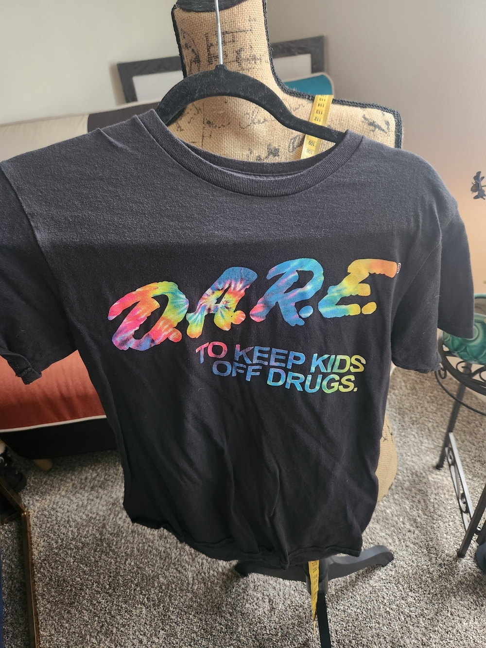 D.A.R.E. Mens Black Tie-Dye Logo Tee
